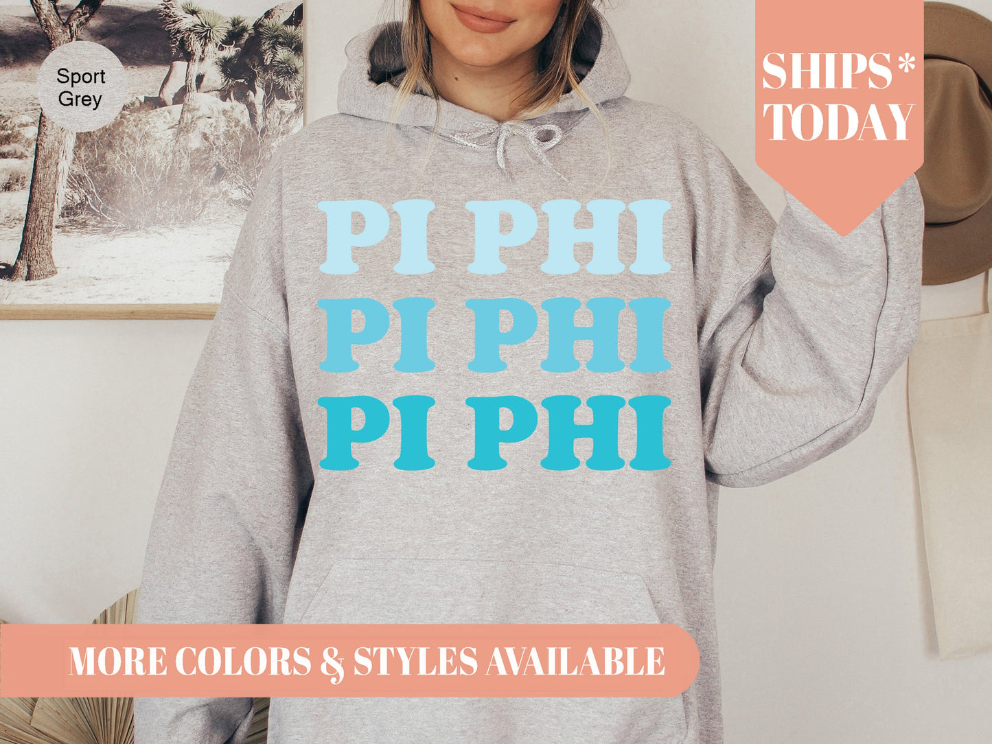 Pi Beta Phi Touch of Blue Sorority Hoodie _ 2597g