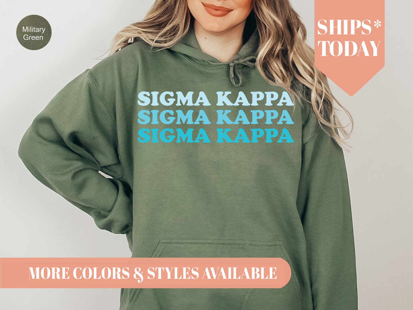 Sigma Kappa Touch of Blue Sorority Hoodie _ 2599g