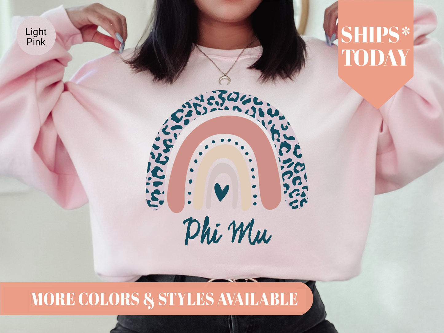Phi Mu Greek Rainbow Sorority Sweatshirt _ 2751g