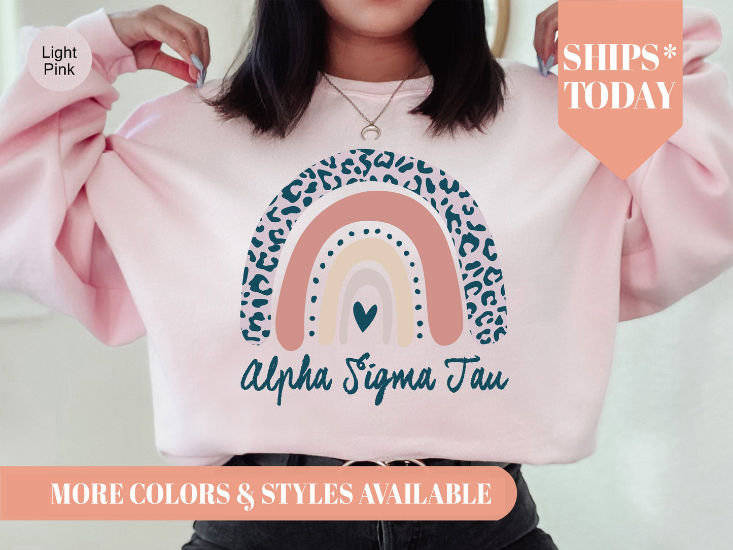 Alpha Sigma Tau Greek Rainbow Sorority Sweatshirt _ 2740g