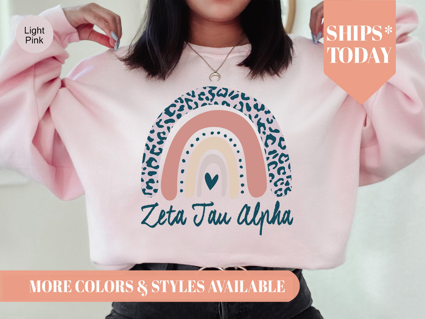 Zeta Tau Alpha Greek Rainbow Sorority Sweatshirt _ 2758g