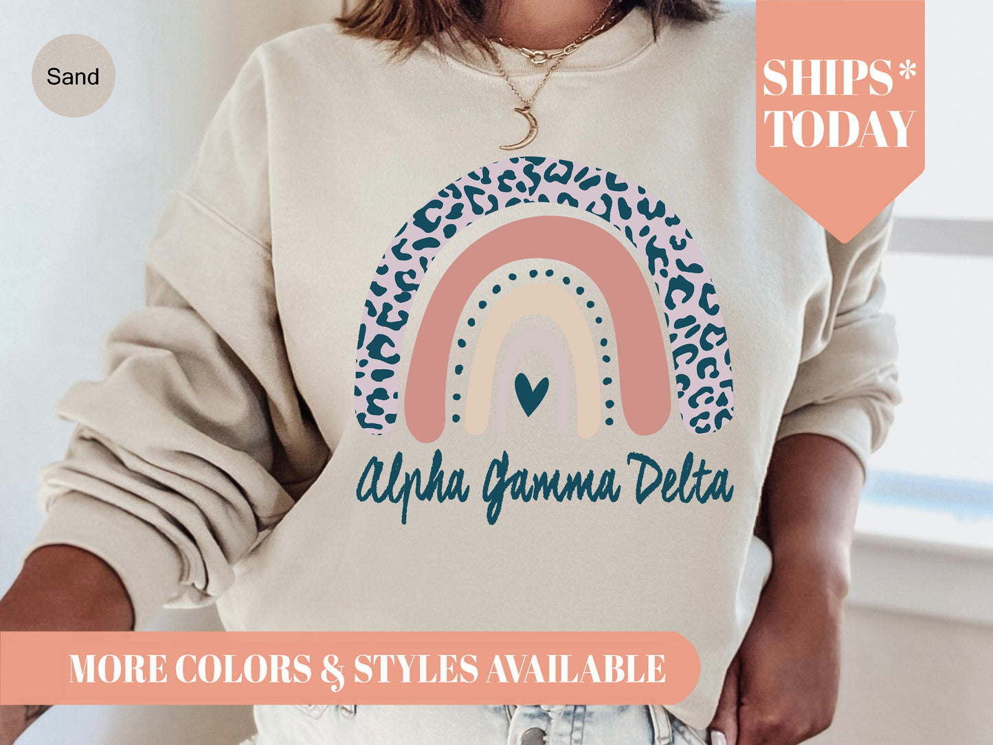 Alpha Gamma Delta Greek Rainbow Sorority Sweatshirt _ 2736g