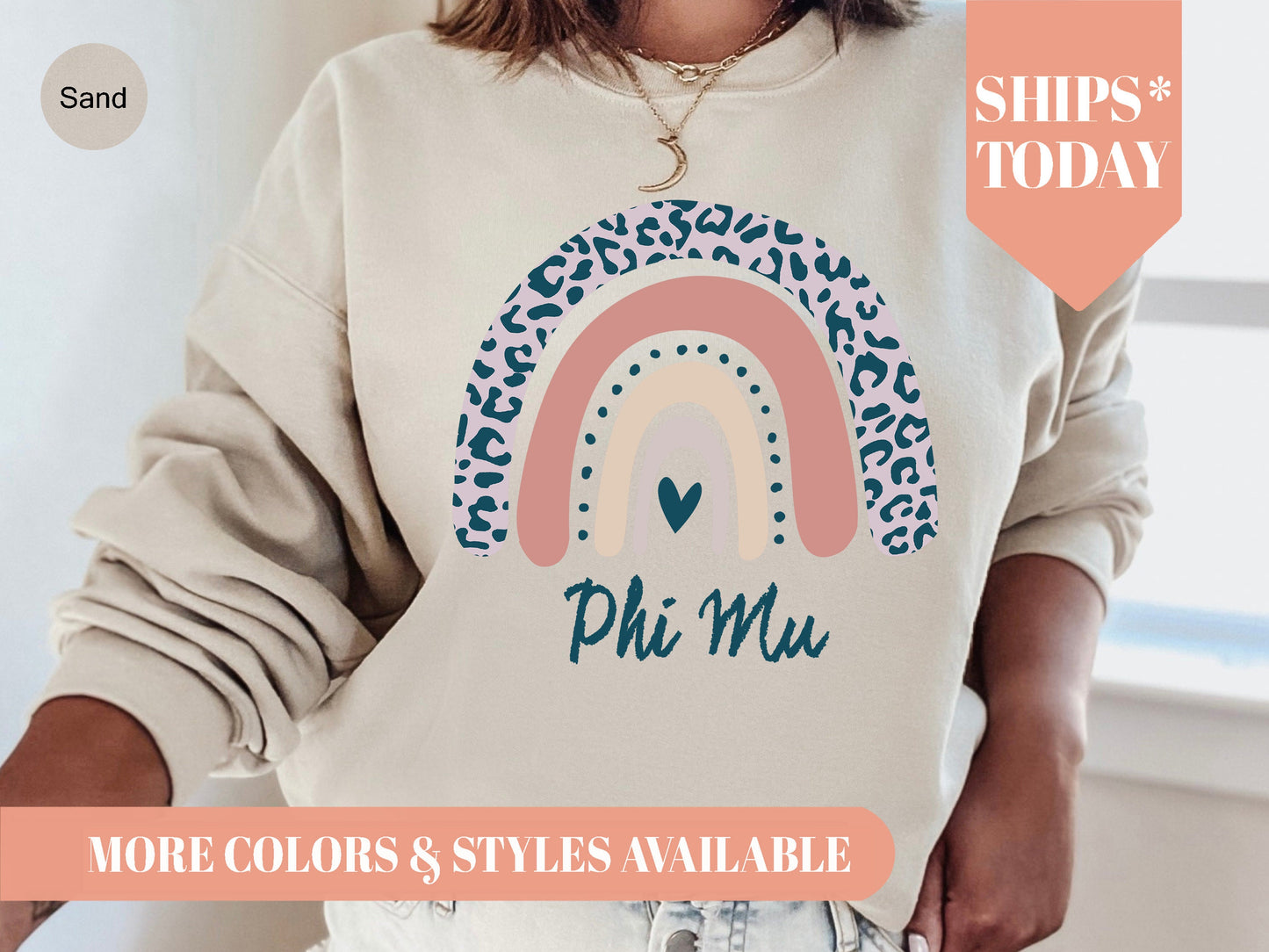 Phi Mu Greek Rainbow Sorority Sweatshirt _ 2751g