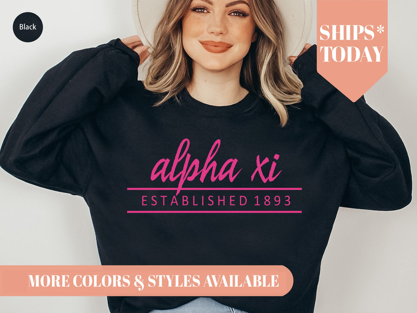 Alpha Xi Delta All Pink Sorority Sweatshirt _ 760g