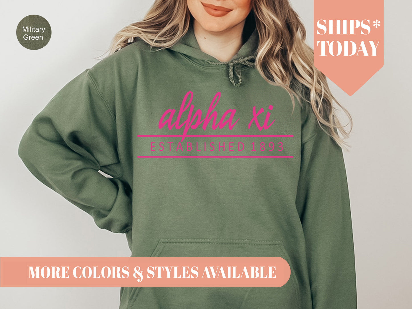 Alpha Xi Delta All Pink Sorority Hoodie _ 760g