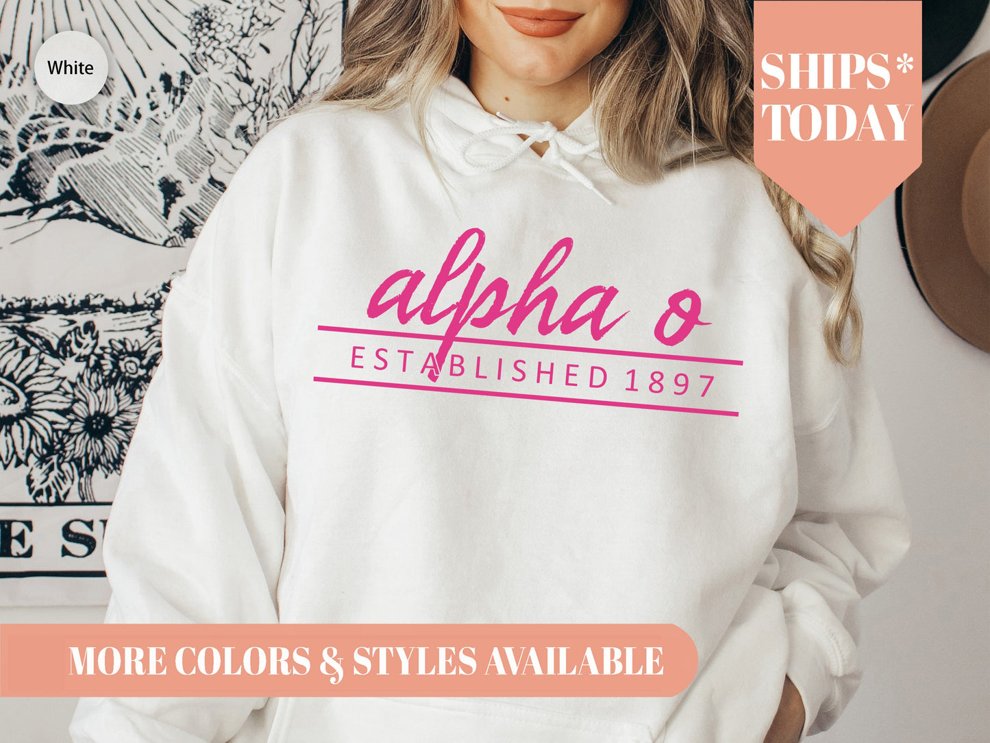 Alpha Omicron Pi All Pink Sorority Hoodie _ 756g