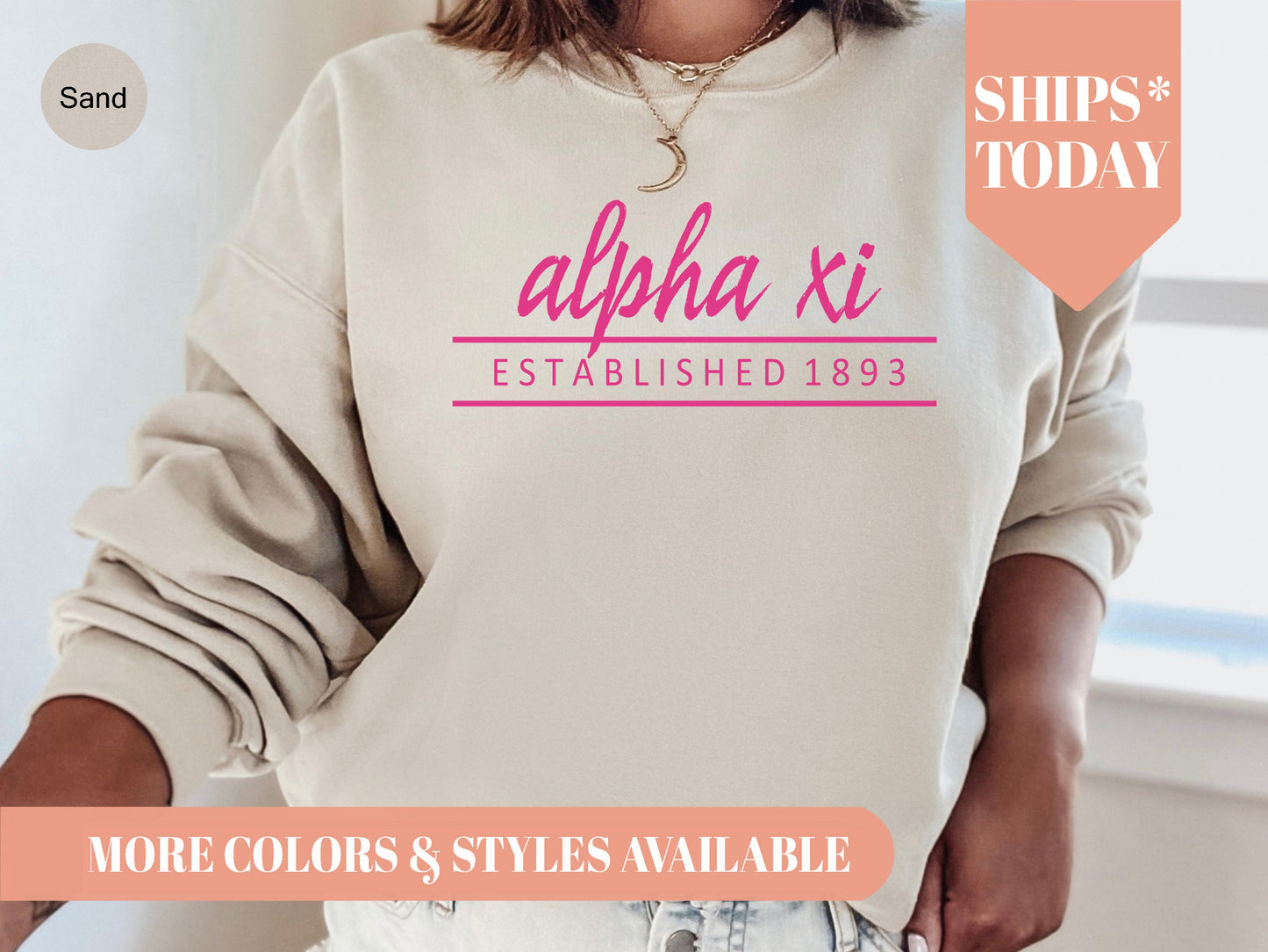 Alpha Xi Delta All Pink Sorority Sweatshirt _ 760g