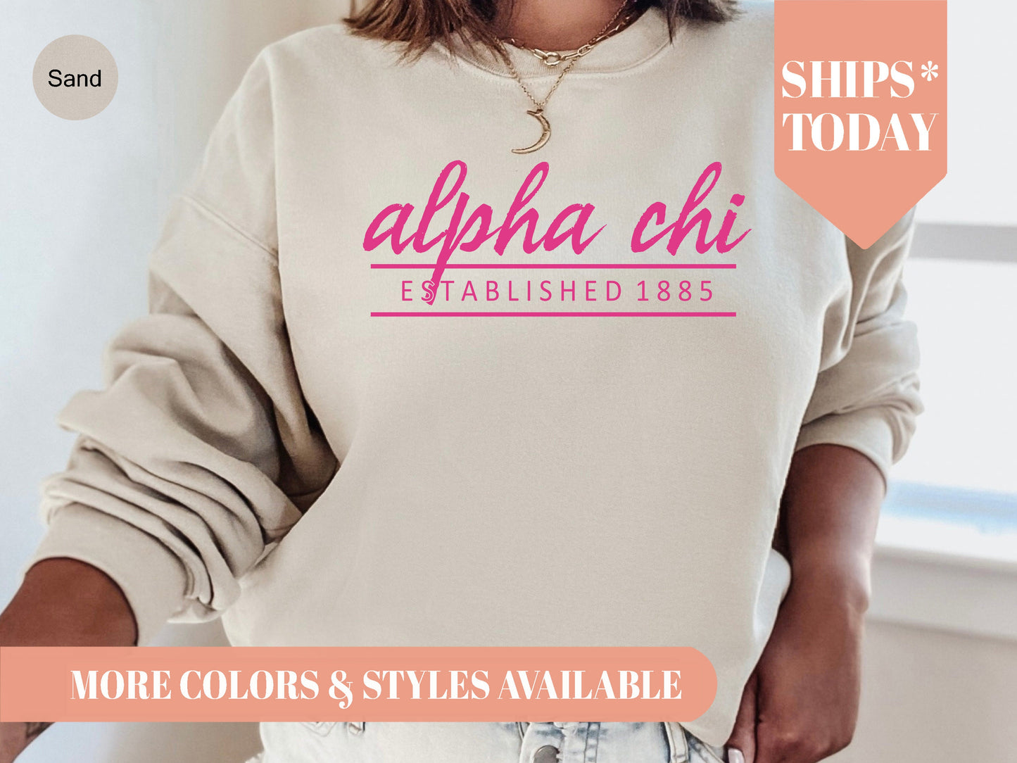 Alpha Chi Omega All Pink Sorority Sweatshirt _ 752g