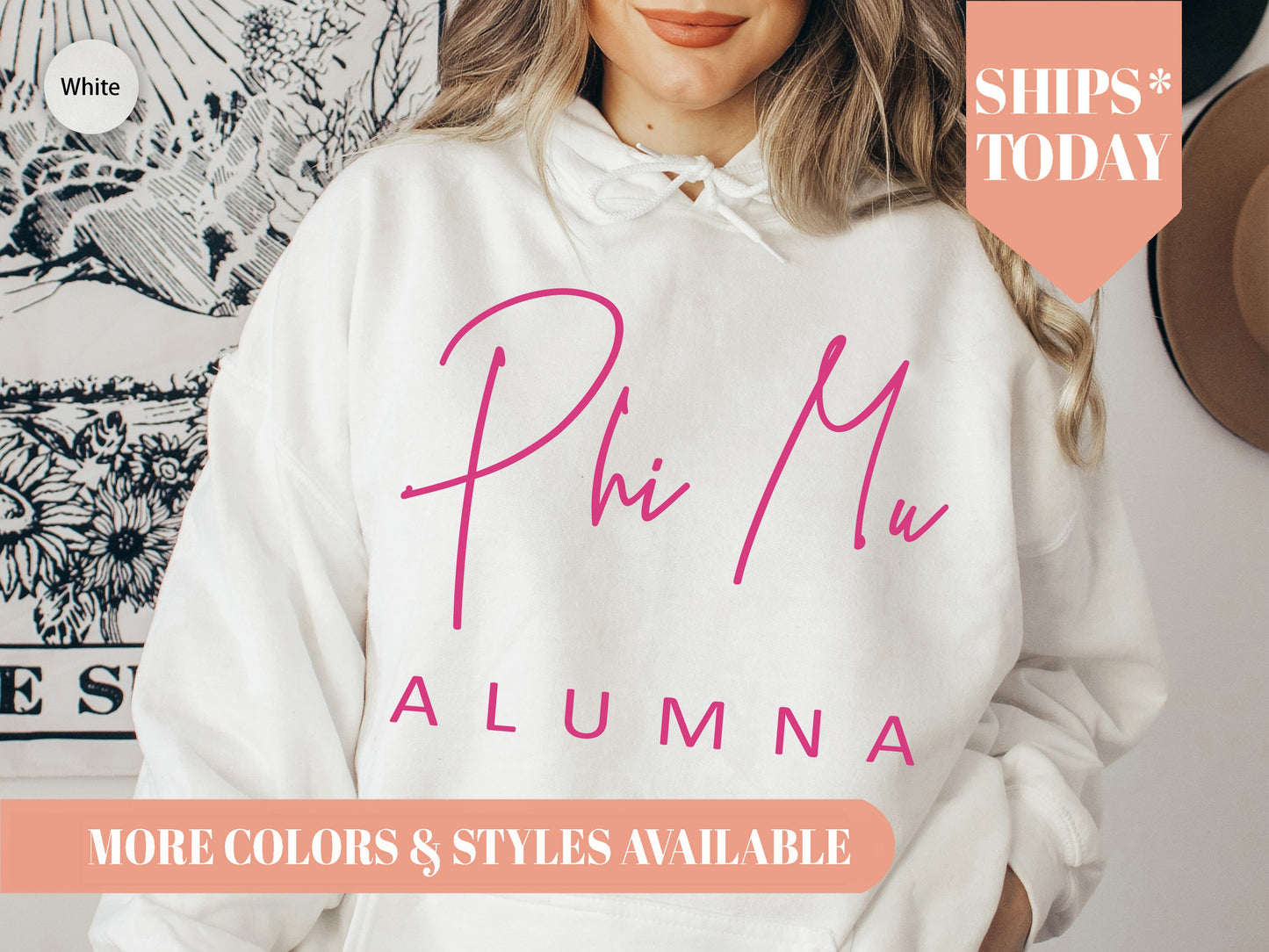 Phi Mu Simple and Sweet Alumna Sorority Hoodie _ 510g
