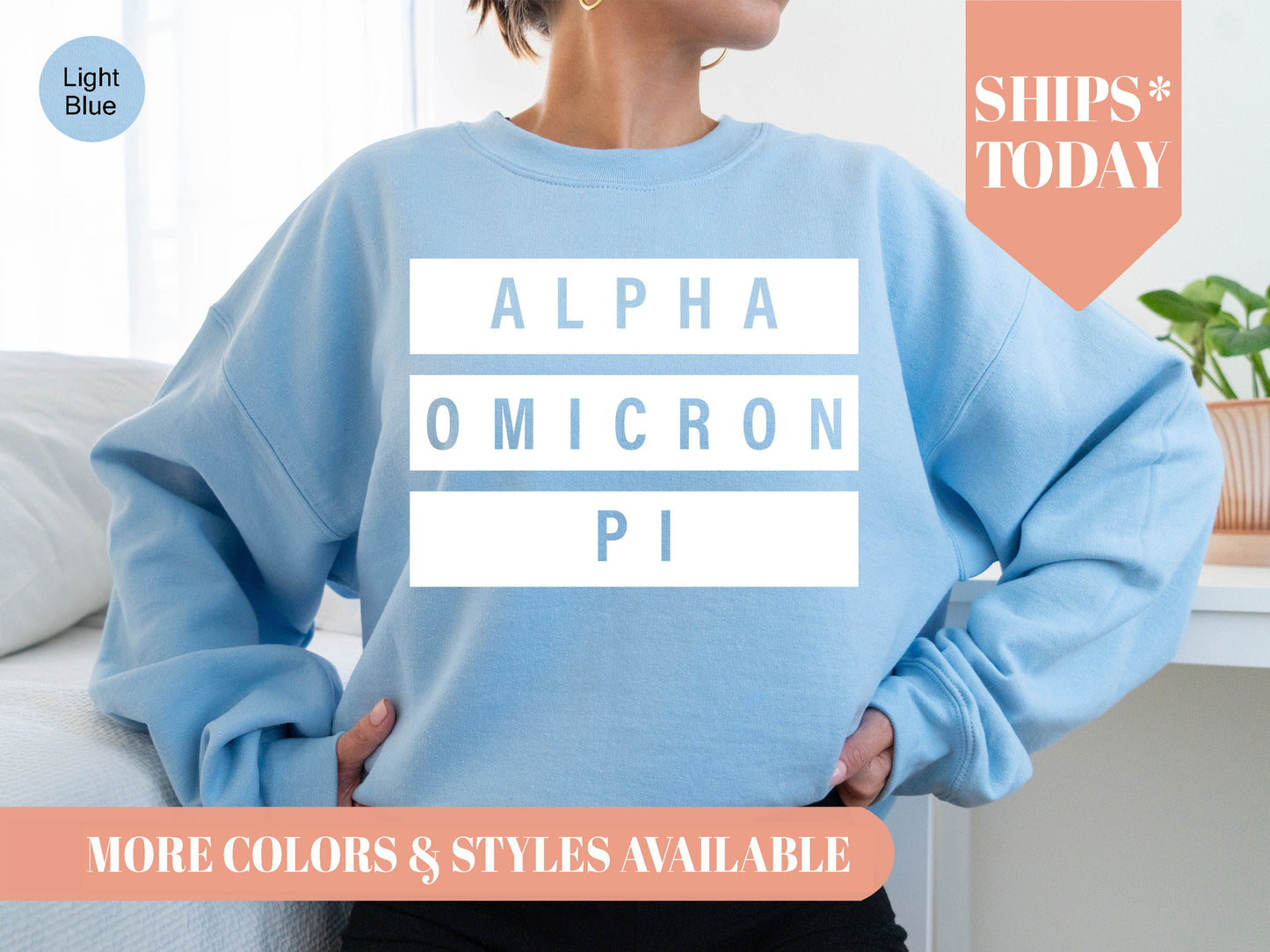 Alpha Omicron Pi Faded White Box Sorority Sweatshirt _ 3337g