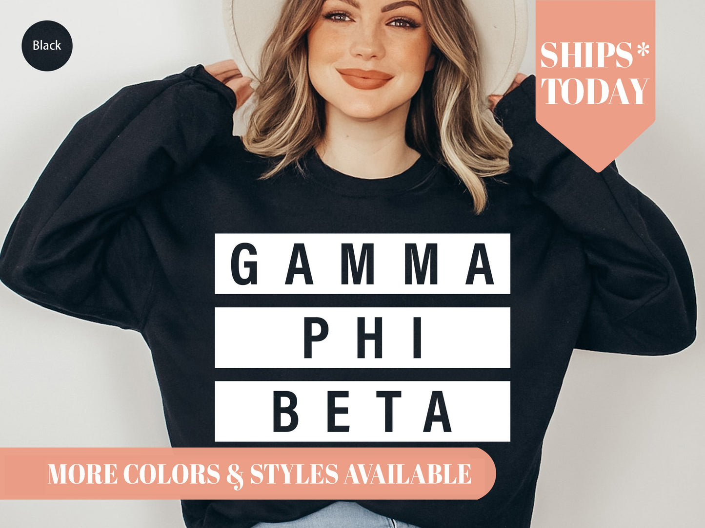 Gamma Phi Beta Faded White Box Sorority Sweatshirt _ 3347g