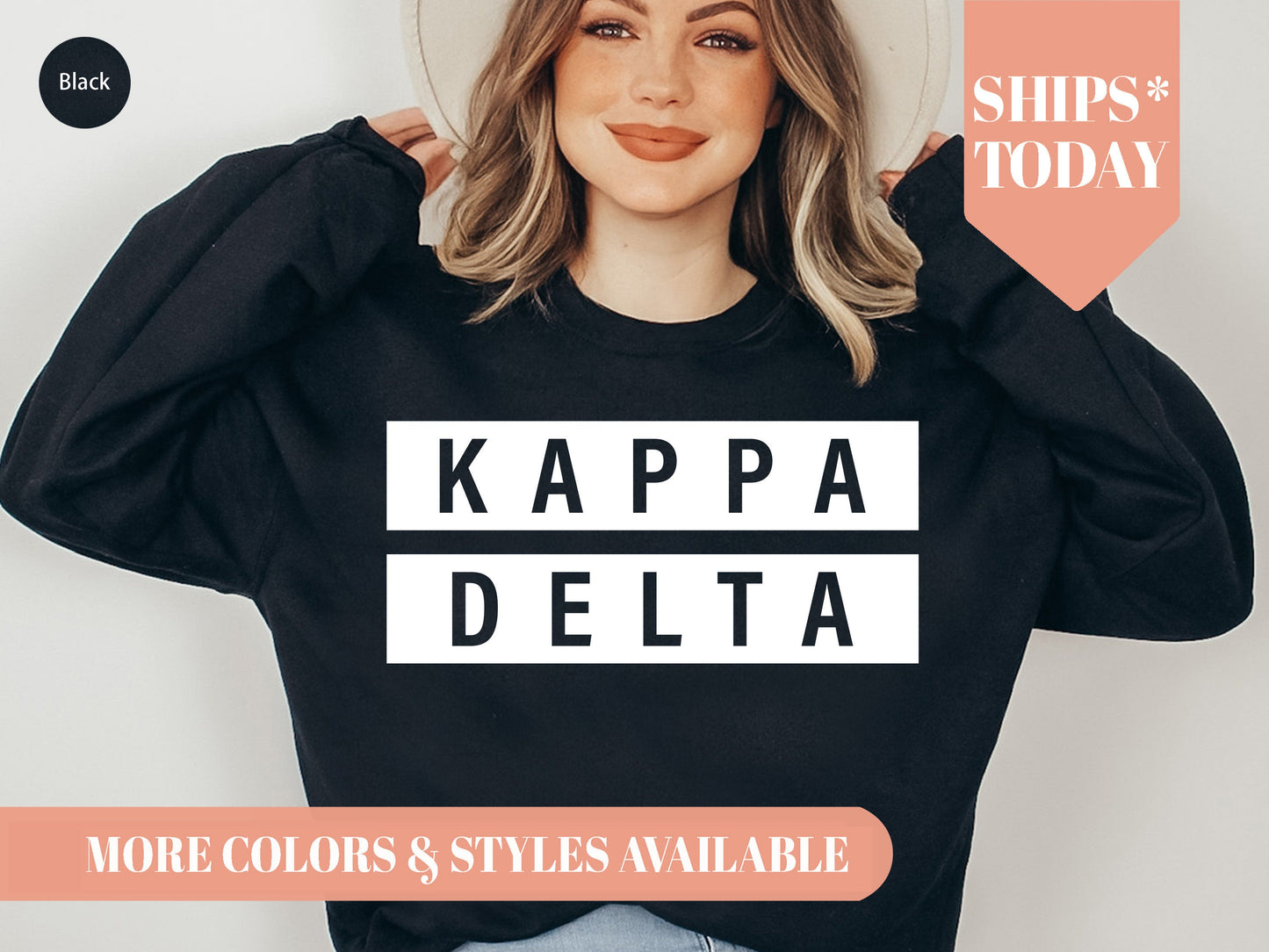 Kappa Delta Faded White Box Sorority Sweatshirt _ 3349g