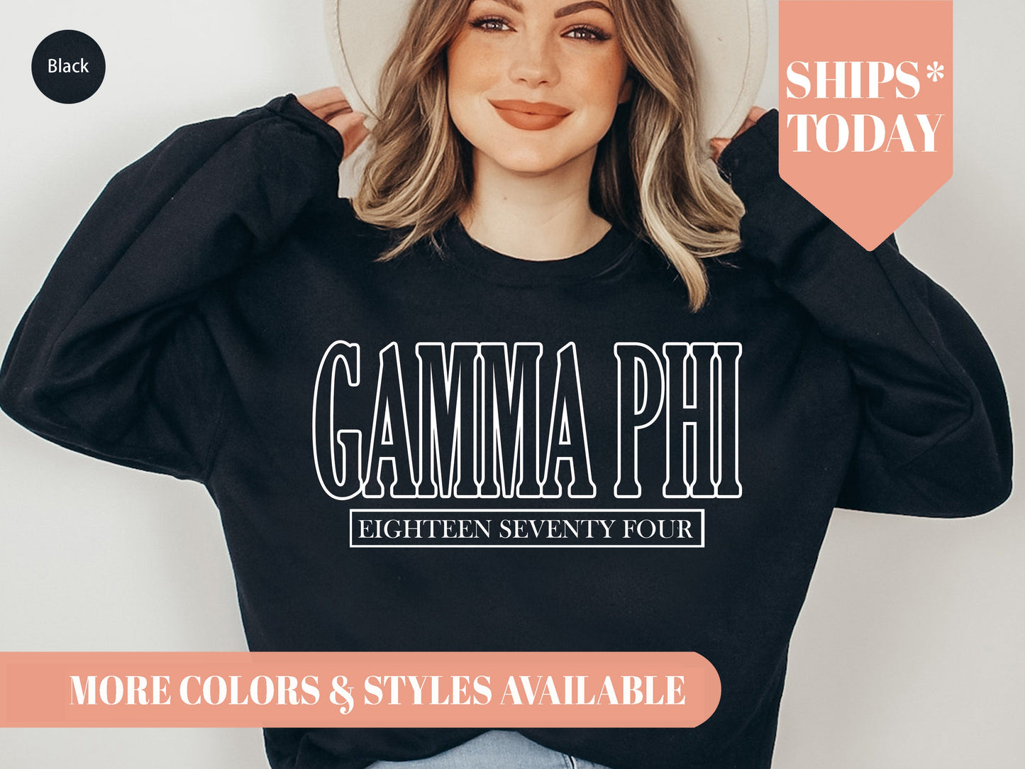 Gamma Phi Beta Stencil Stacked Sorority Sweatshirt _ 2148g
