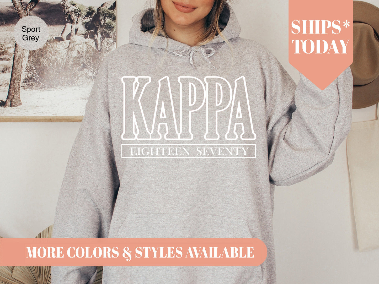 Kappa Kappa Gamma Stencil Stacked Sorority Hoodie _ 2151g