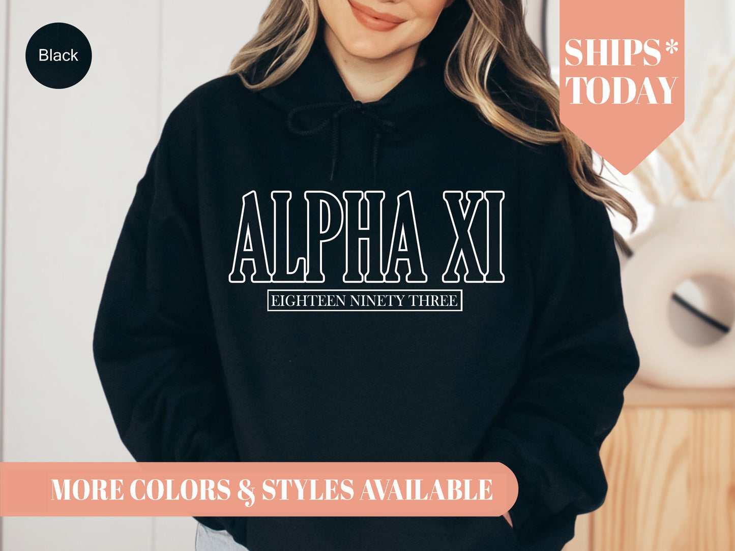 Alpha Xi Delta Stencil Stacked Sorority Hoodie _ 2142g