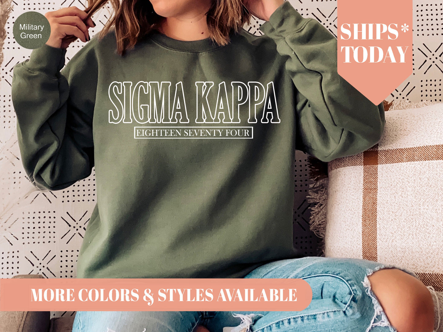 Sigma Kappa Stencil Stacked Sorority Sweatshirt _ 2156g