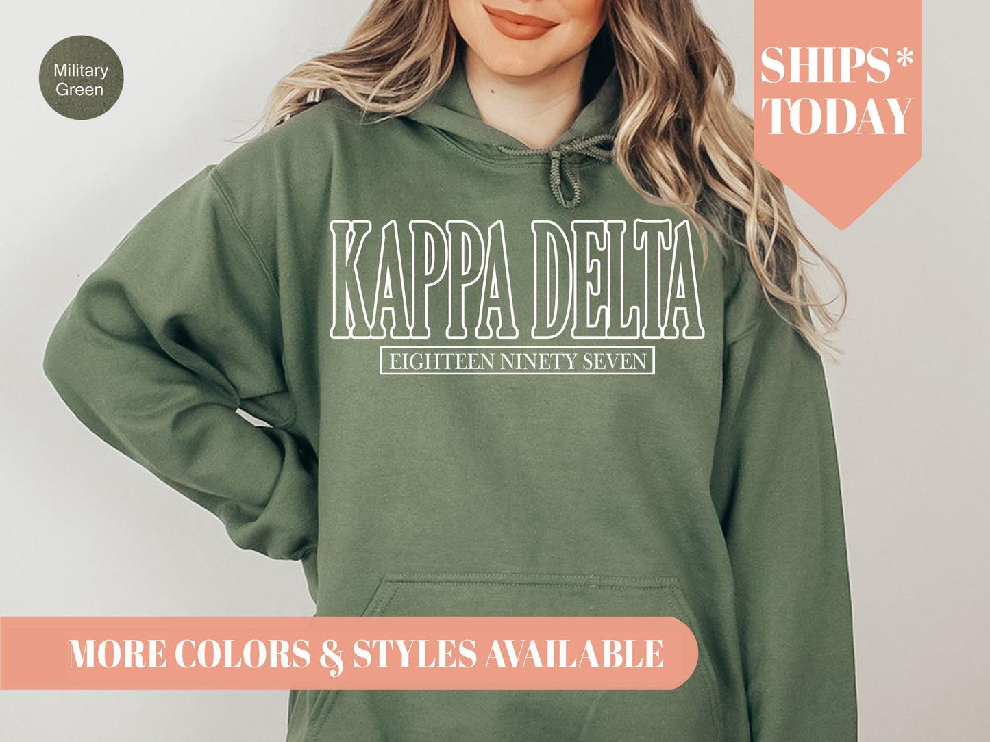 Kappa Delta Stencil Stacked Sorority Hoodie _ 2150g