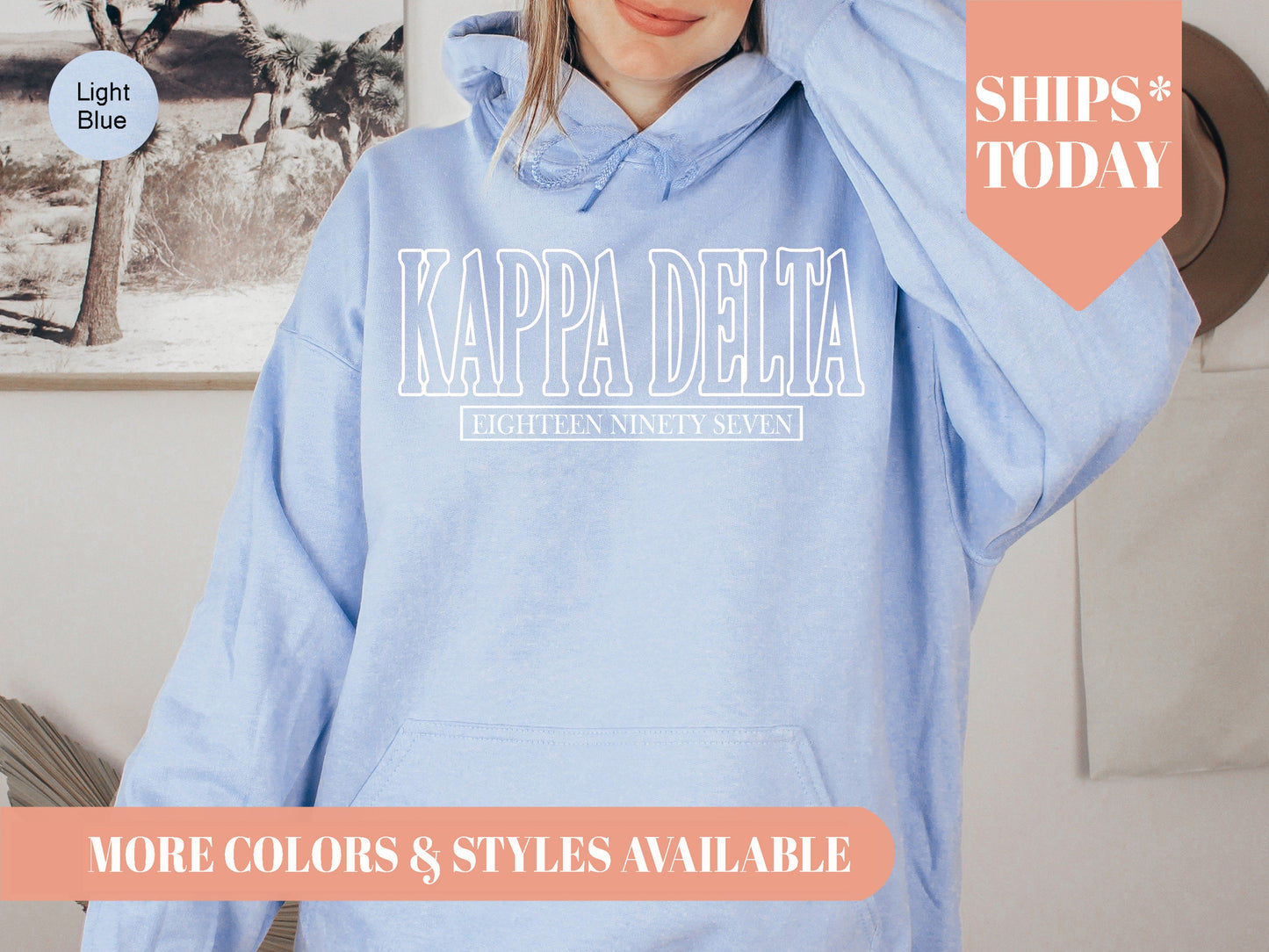 Kappa Delta Stencil Stacked Sorority Hoodie _ 2150g
