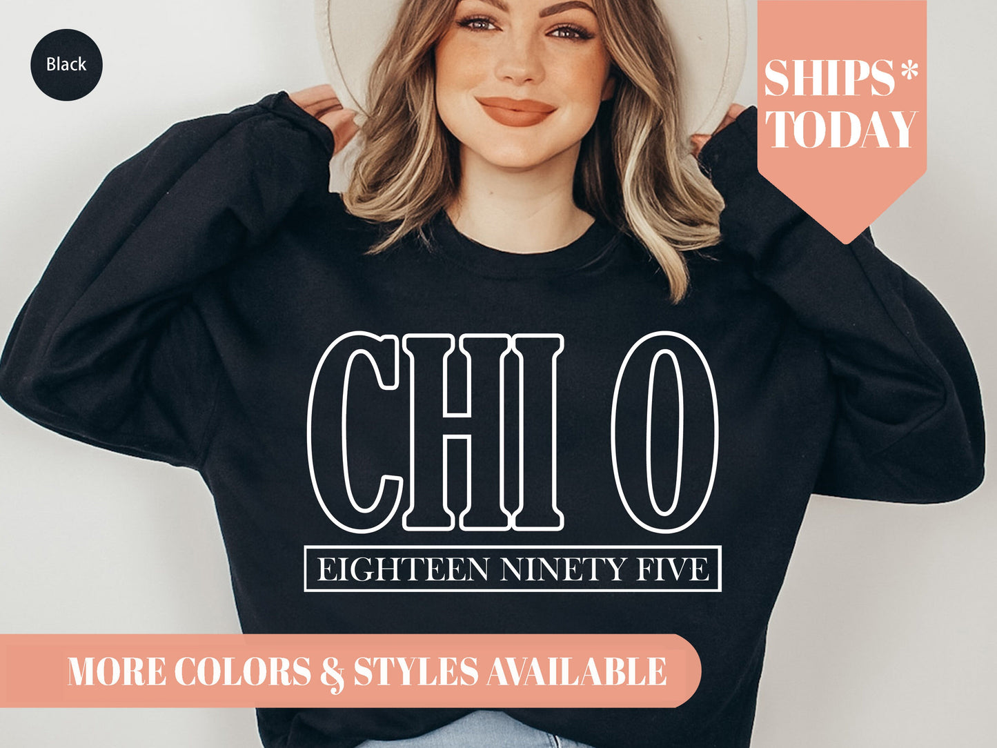 Chi Omega Stencil Stacked Sorority Sweatshirt _ 2143g