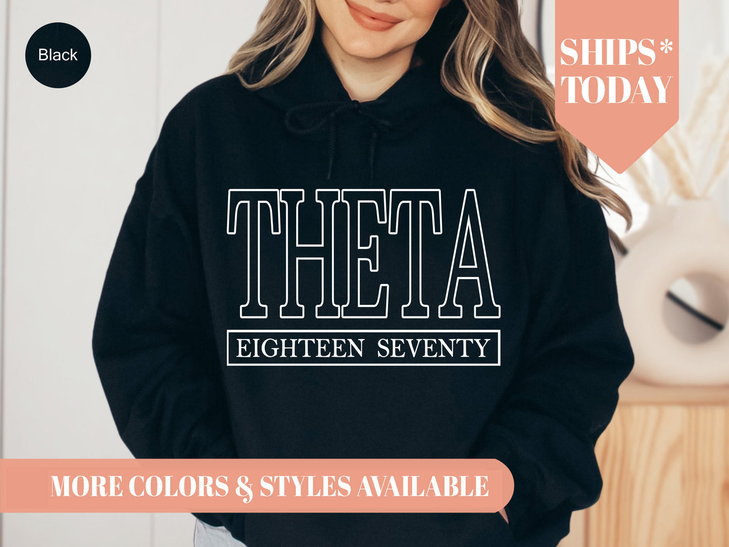 Kappa Alpha Theta Stencil Stacked Sorority Hoodie _ 2149g