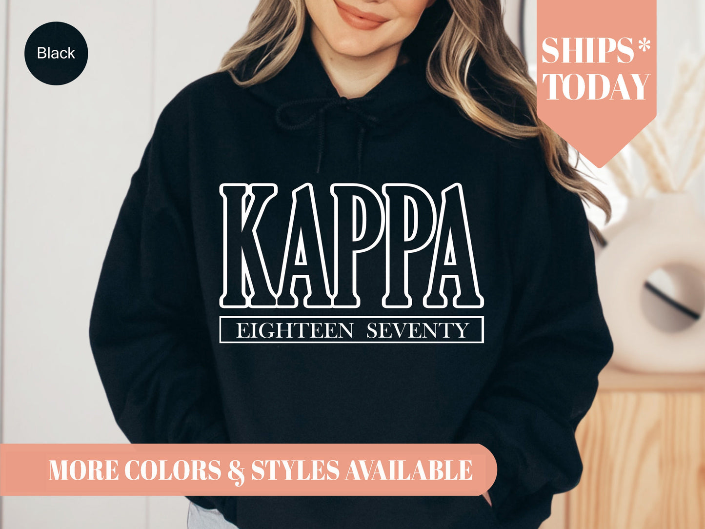Kappa Kappa Gamma Stencil Stacked Sorority Hoodie _ 2151g