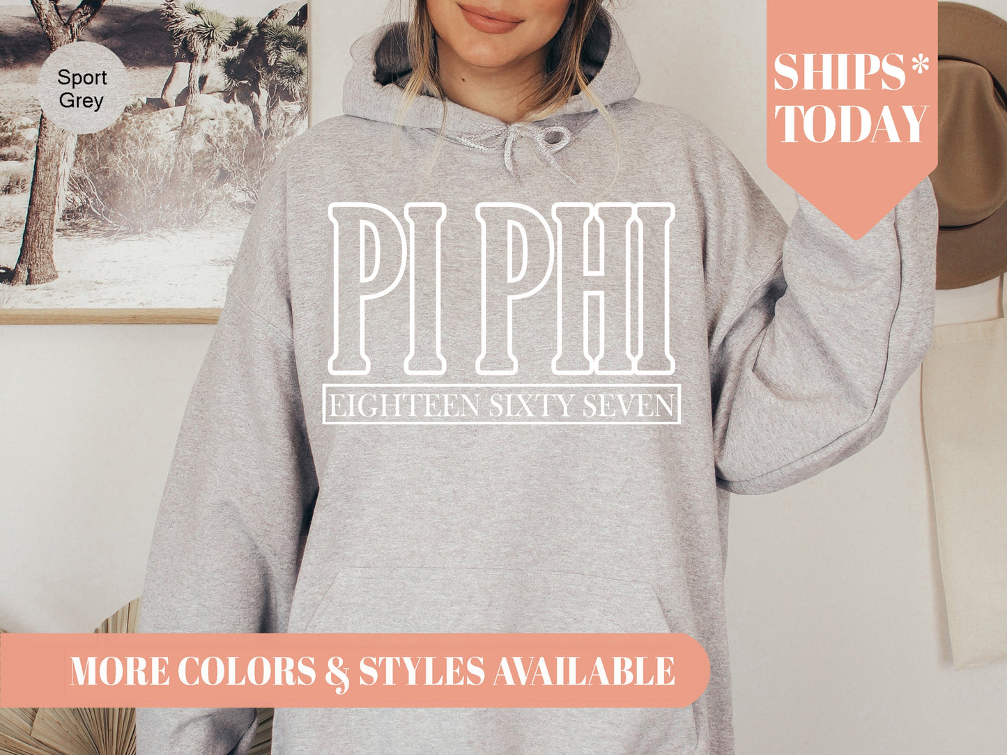 Pi Beta Phi Stencil Stacked Sorority Hoodie _ 2154g
