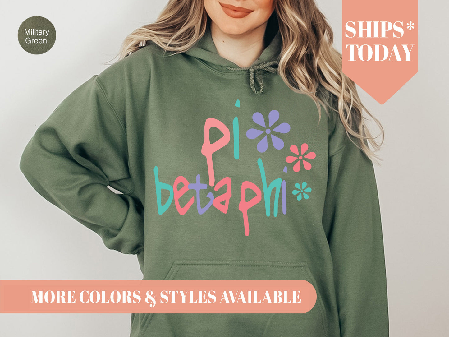 Pi Beta Phi Colorful Floral Sorority Hoodie _ 2623g