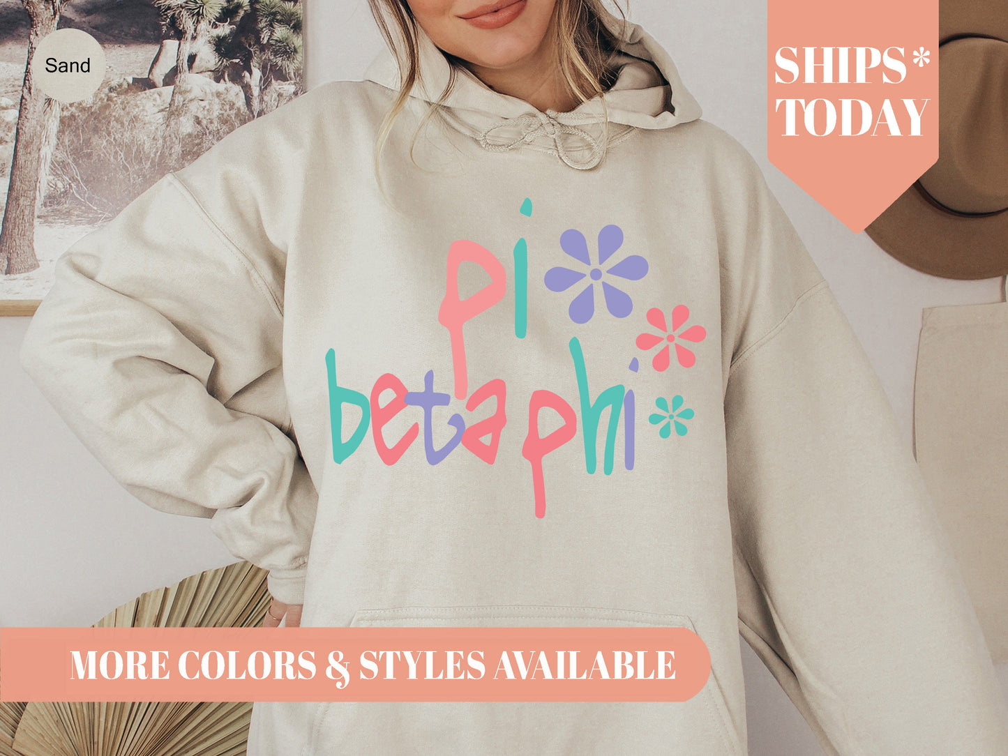 Pi Beta Phi Colorful Floral Sorority Sweatshirt _ 2623g