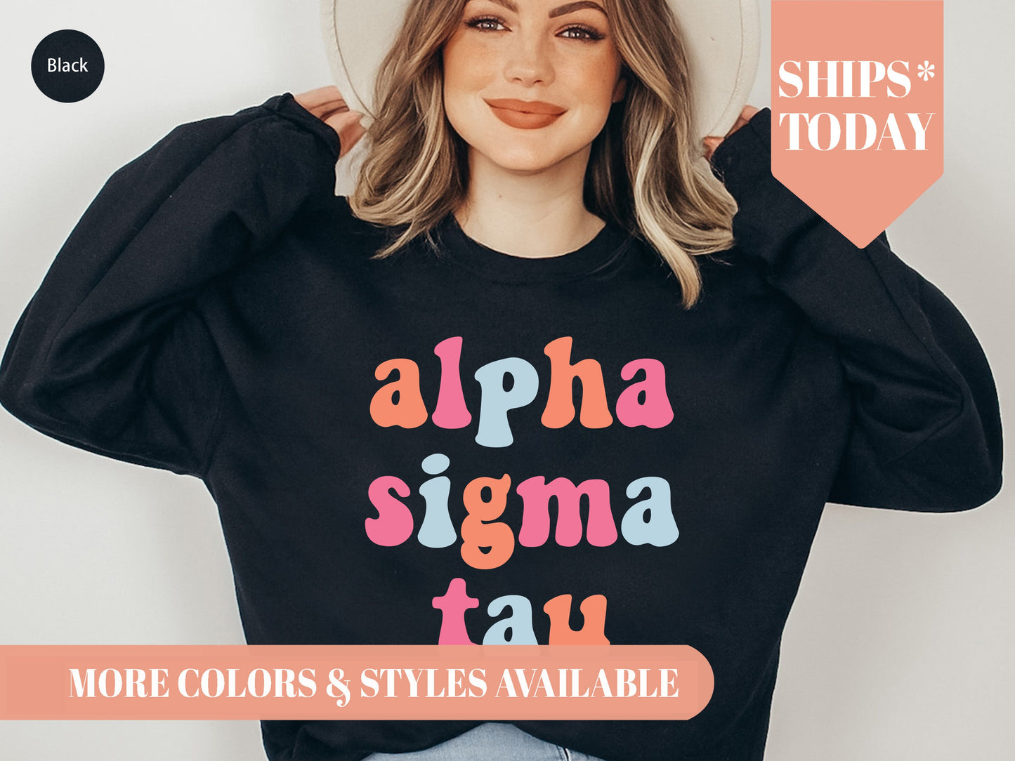 Alpha Sigma Tau Vividly Vibrant Sorority Sweatshirt _ 3156g