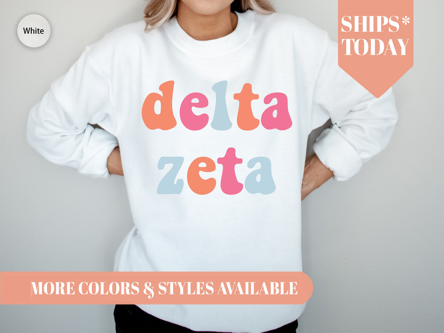 Delta Zeta Vividly Vibrant Sorority Sweatshirt _ 3162g