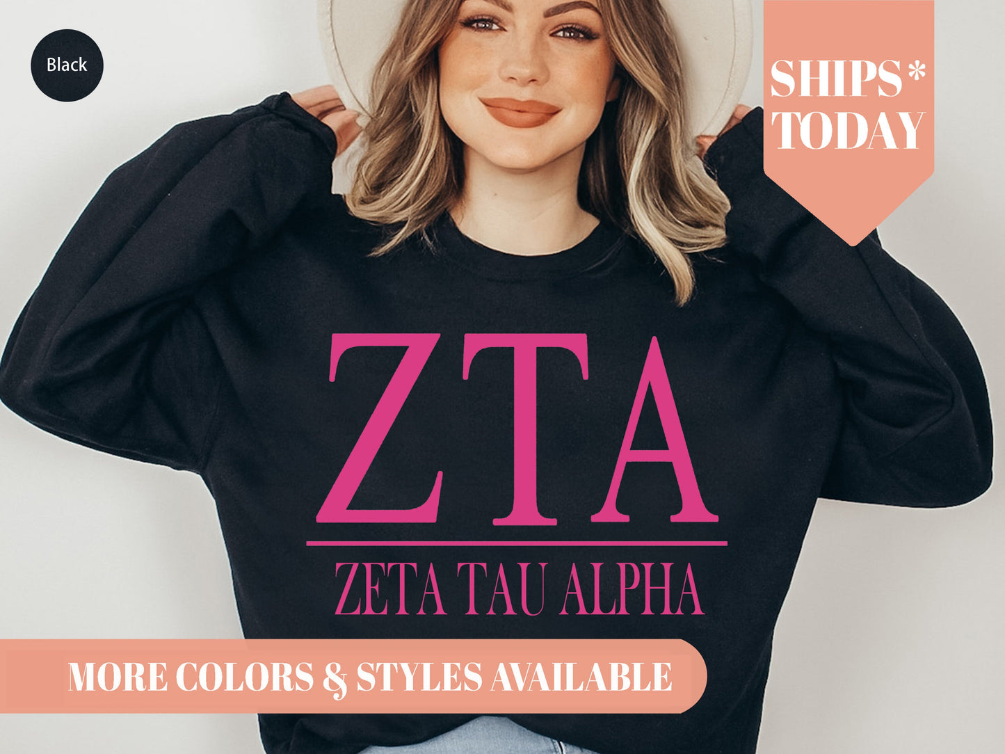 Zeta Tau Alpha Loud Letters Sorority Sweatshirt _ 491g