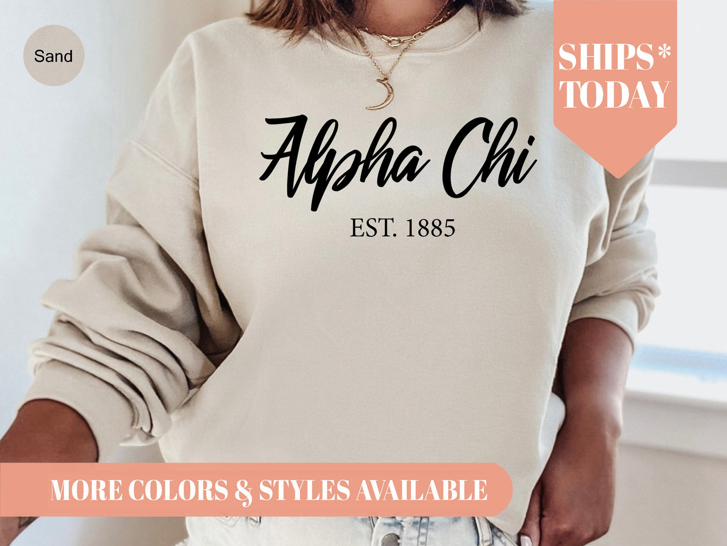 Alpha Chi Omega Black Flowy Sorority Sweatshirt _ 77g