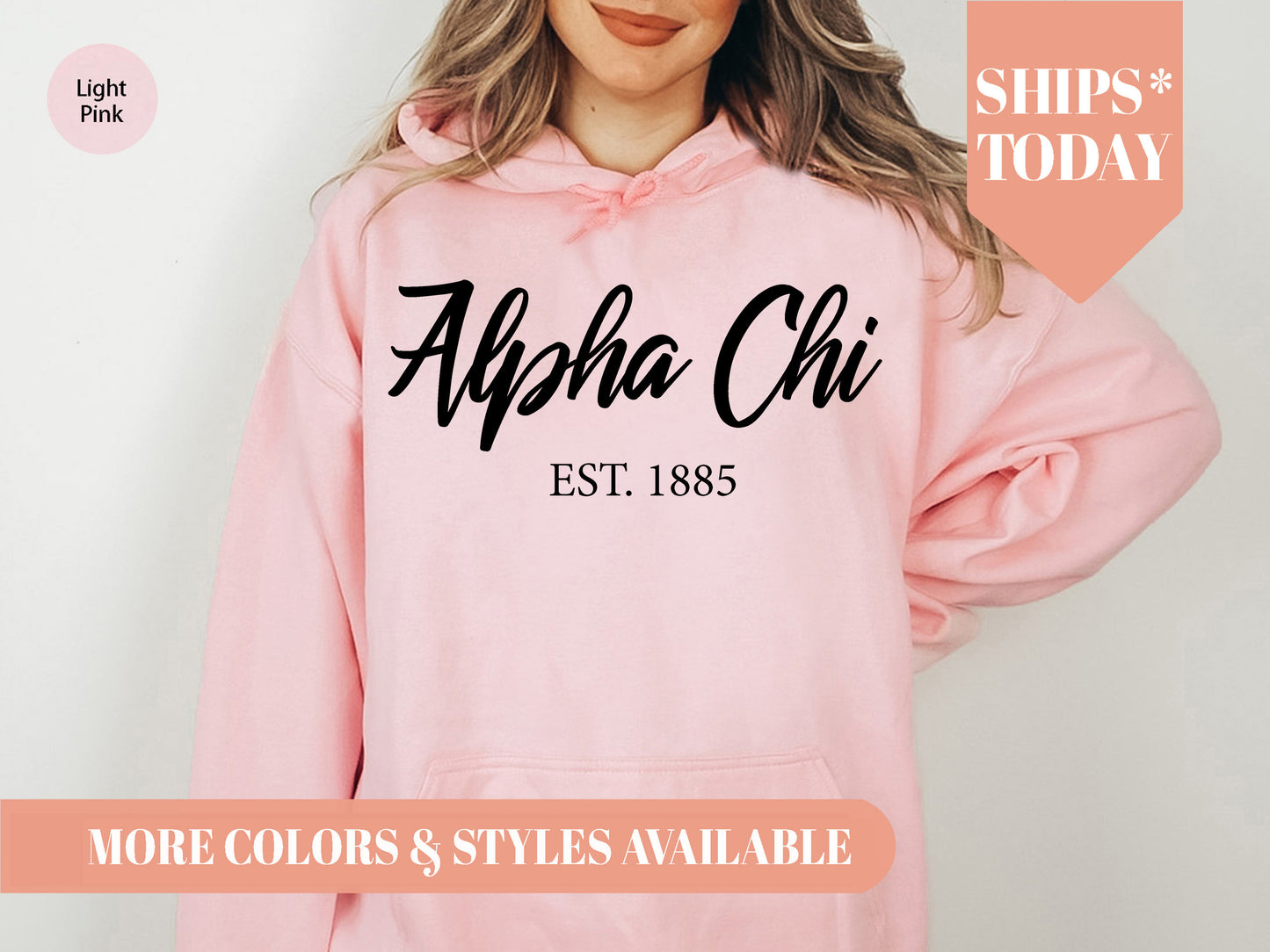 Alpha Chi Omega Black Flowy Sorority Hoodie _ 77g