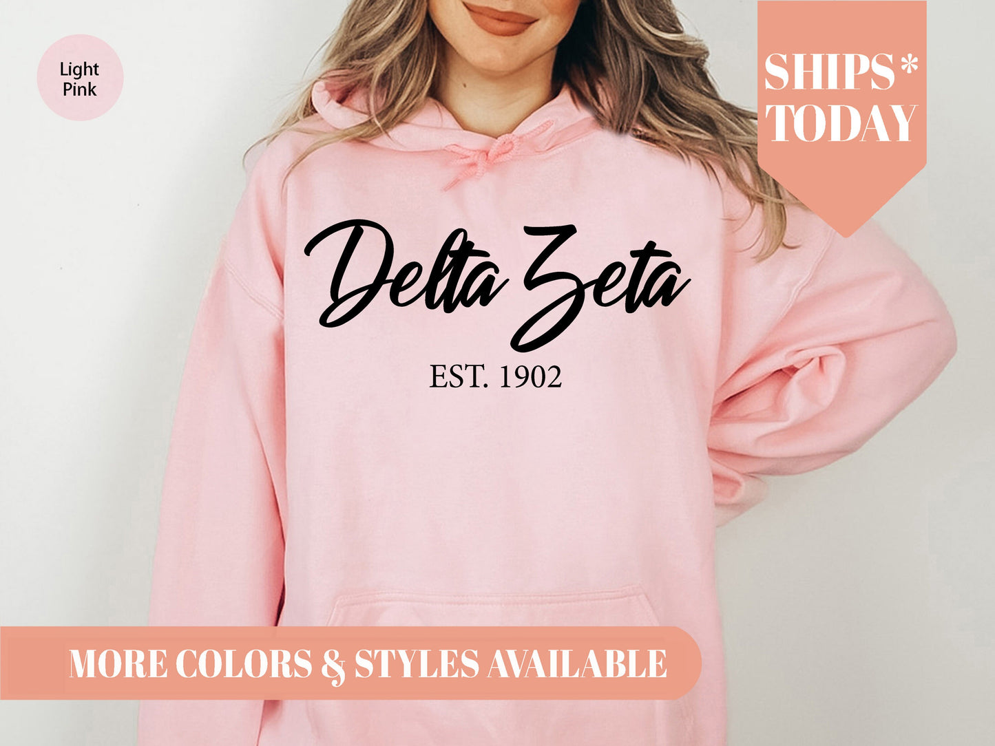 Delta Zeta Black Flowy Sorority Hoodie _ 90g