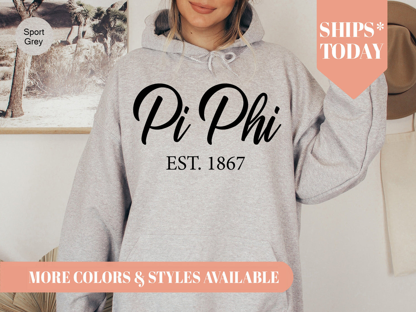 Pi Beta Phi Black Flowy Sorority Hoodie _ 97g
