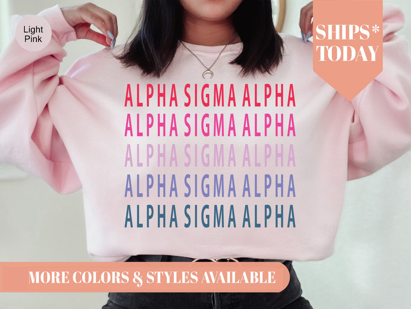 Alpha Sigma Alpha Bright and Stacked Sorority Sweatshirt _ 6g
