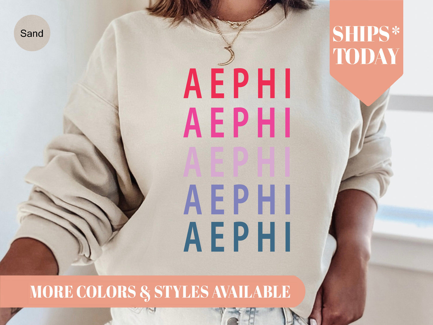 Alpha Epsilon Phi Bright and Stacked Sorority Sweatshirt _ 2g