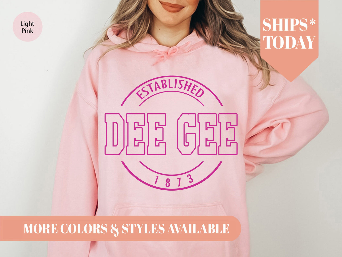 Delta Gamma Pink Stamp Sorority Hoodie _ 62g