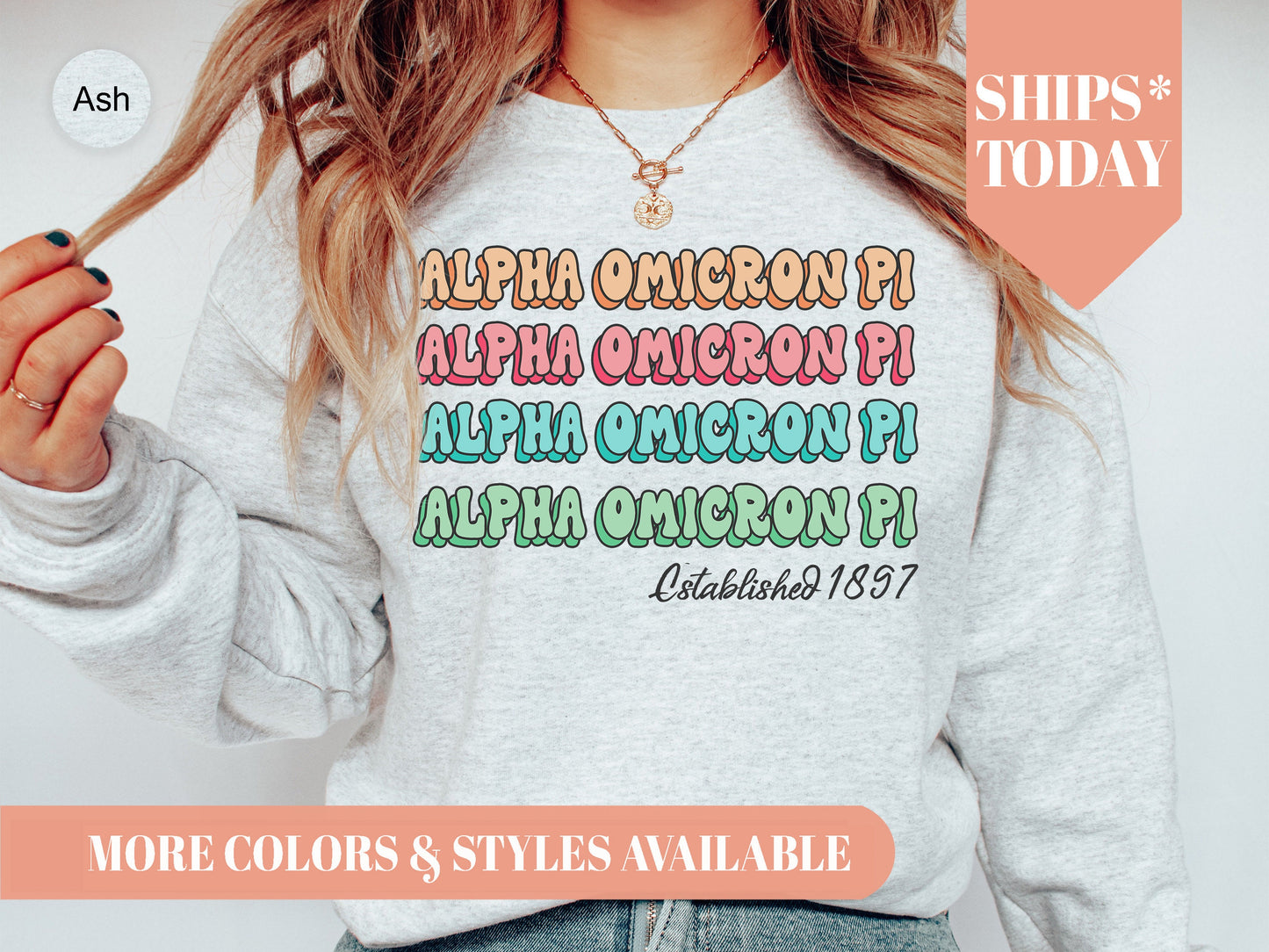 Alpha Omicron Pi Lucy Sorority Sweatshirt _ 262g