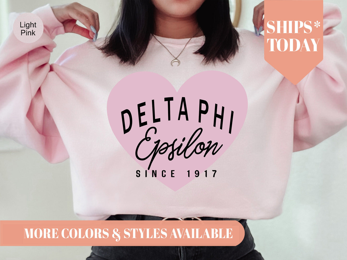 Delta Phi Epsilon Pretty in Pink Sorority Sweatshirt _ 452g