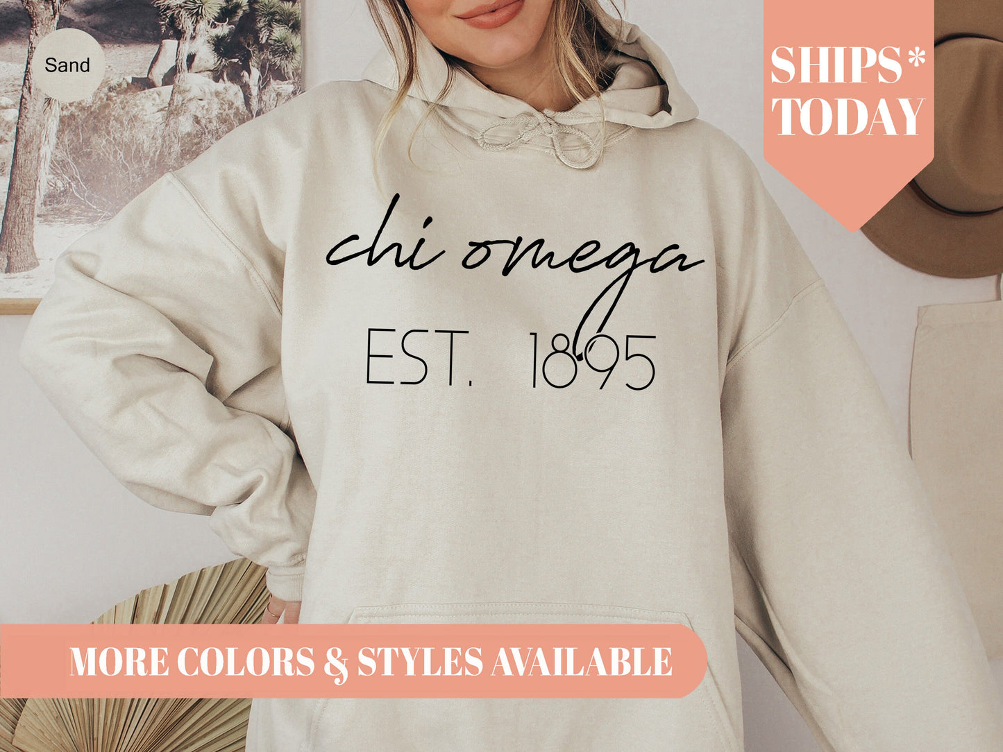 Chi Omega Black Calligraphy Sorority Hoodie _ 2326g