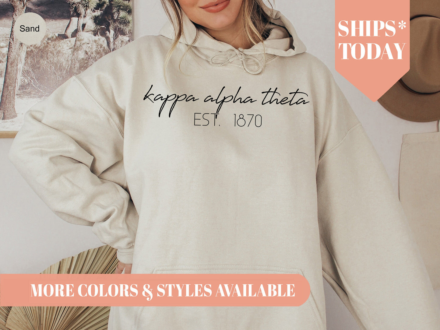 Kappa Alpha Theta Black Calligraphy Sorority Hoodie _ 2332g