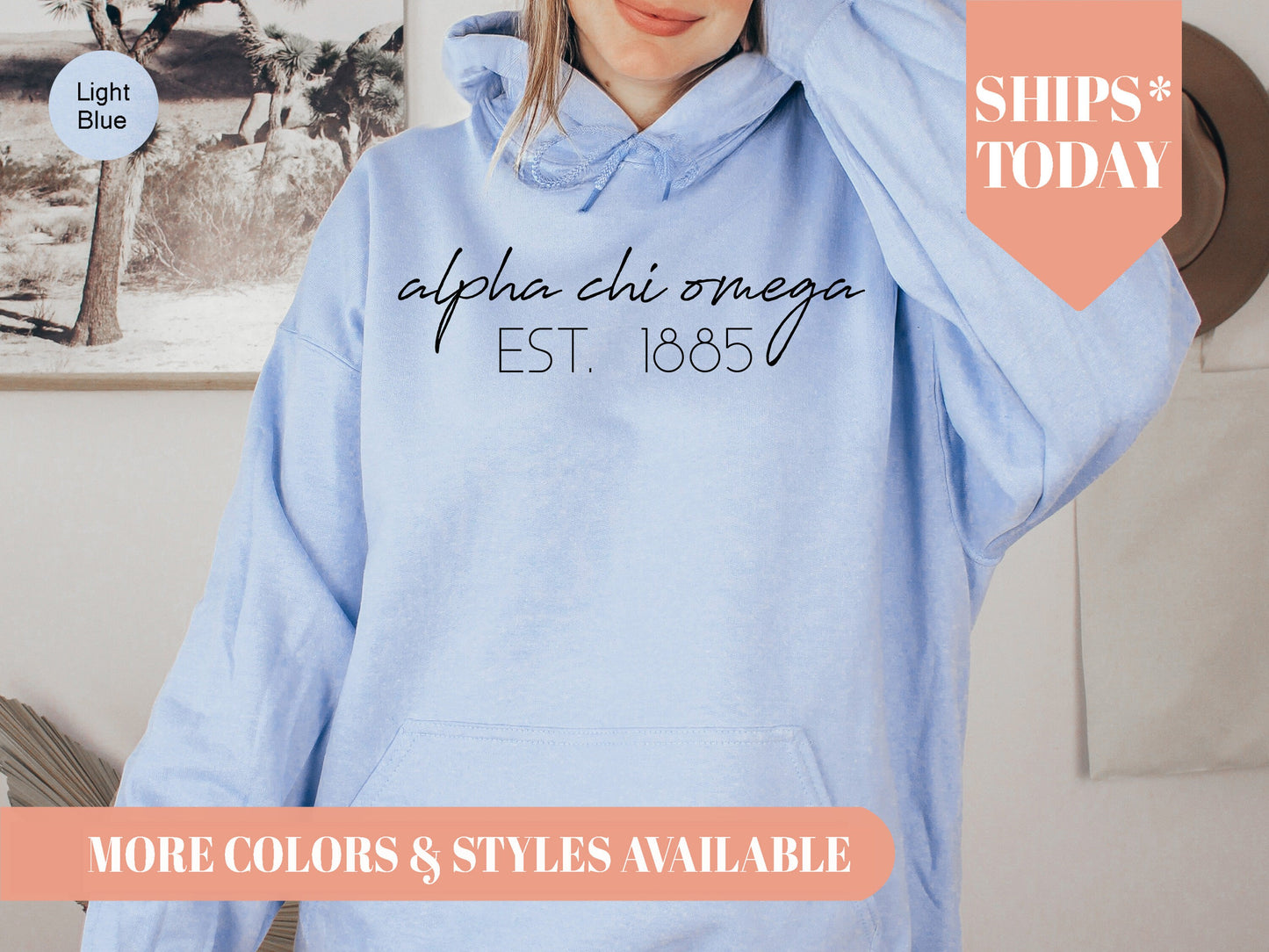 Alpha Chi Omega Black Calligraphy Sorority Hoodie _ 2317g