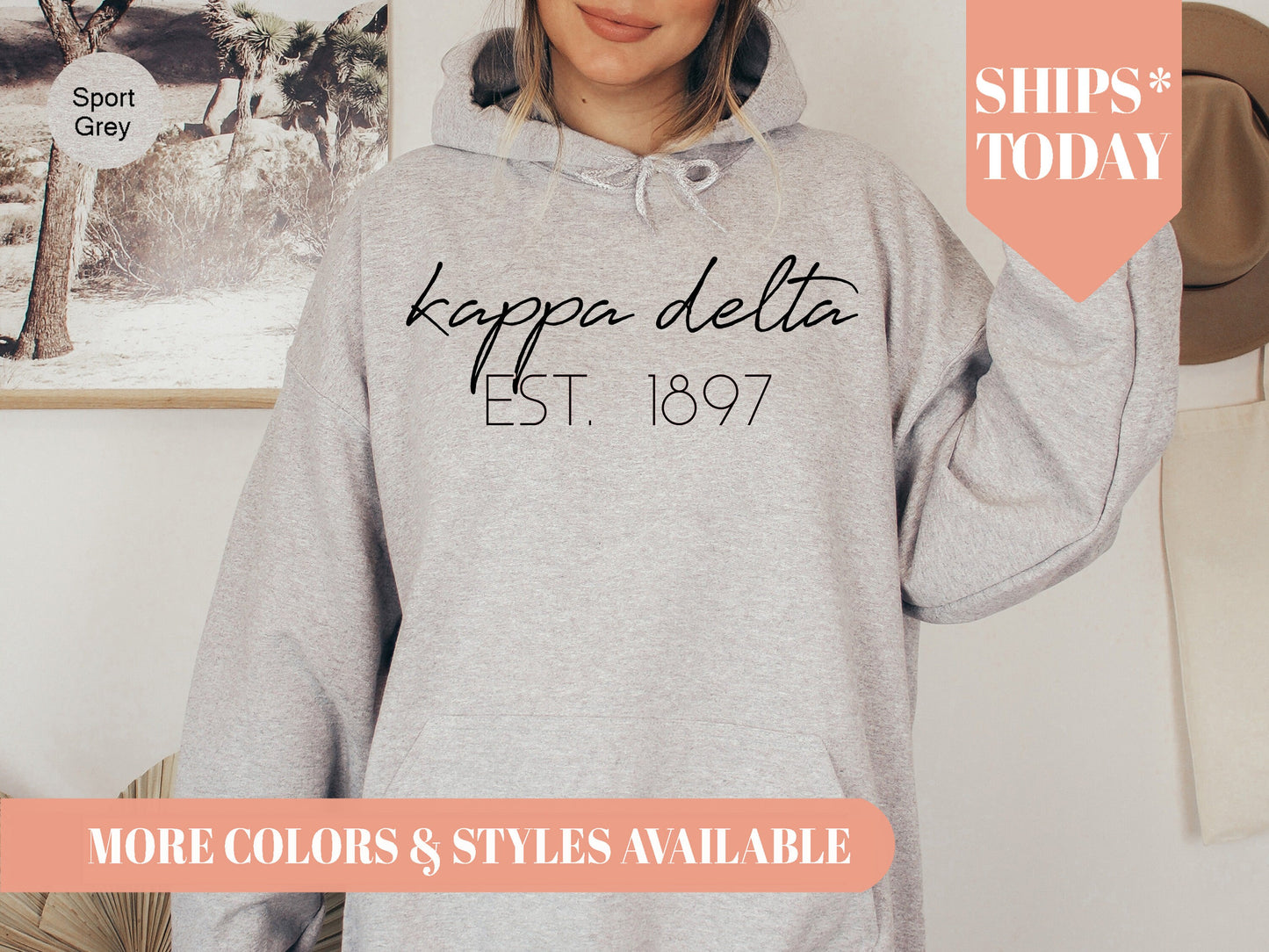 Kappa Delta Black Calligraphy Sorority Hoodie _ 2333g