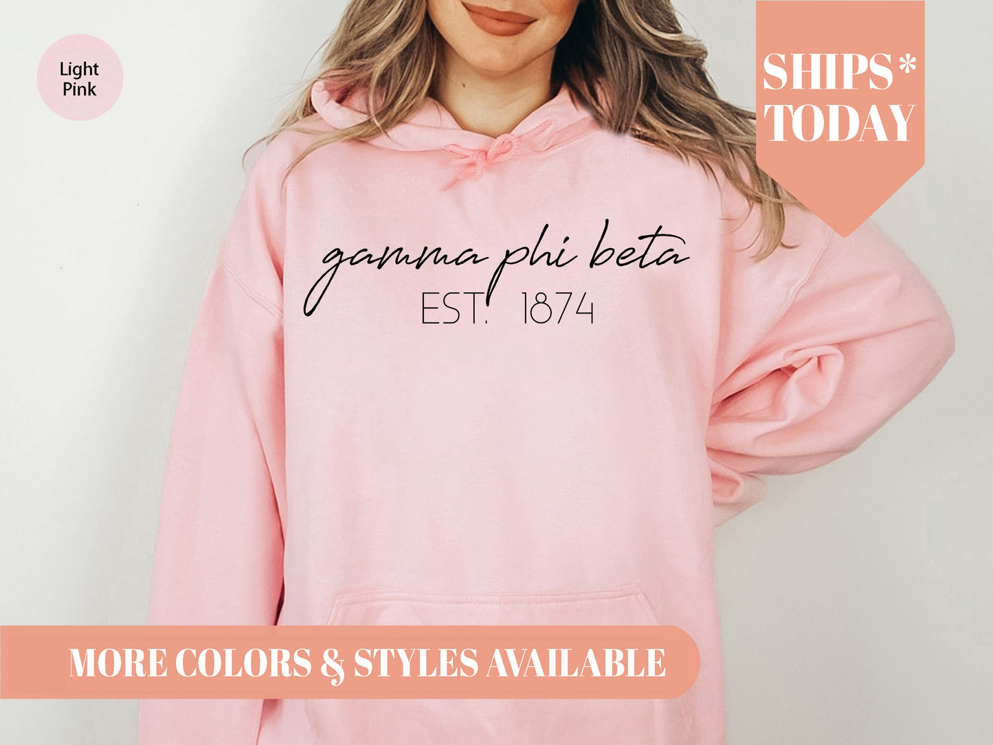 Gamma Phi Beta Black Calligraphy Sorority Hoodie _ 2331g
