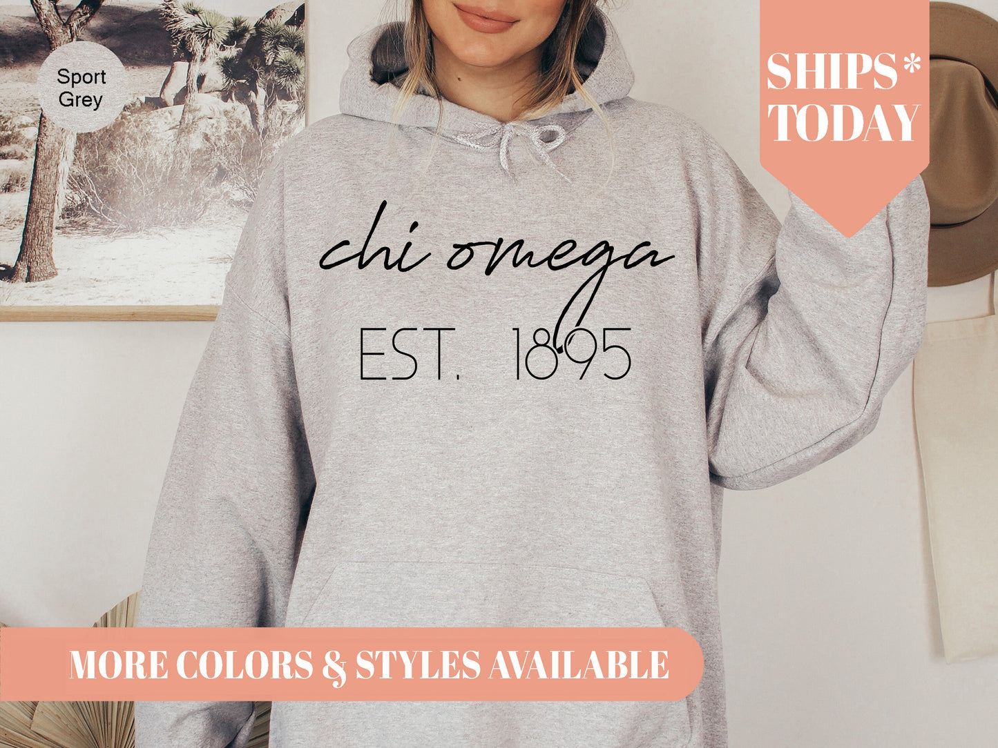 Chi Omega Black Calligraphy Sorority Hoodie _ 2326g
