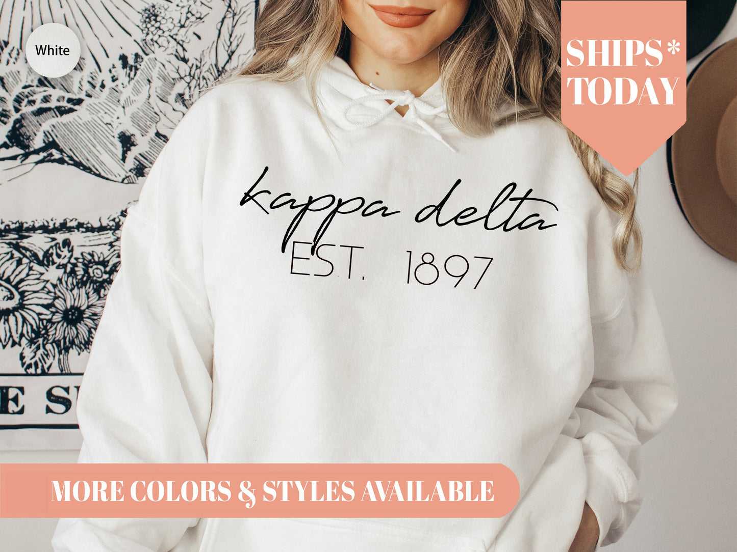 Kappa Delta Black Calligraphy Sorority Hoodie _ 2333g