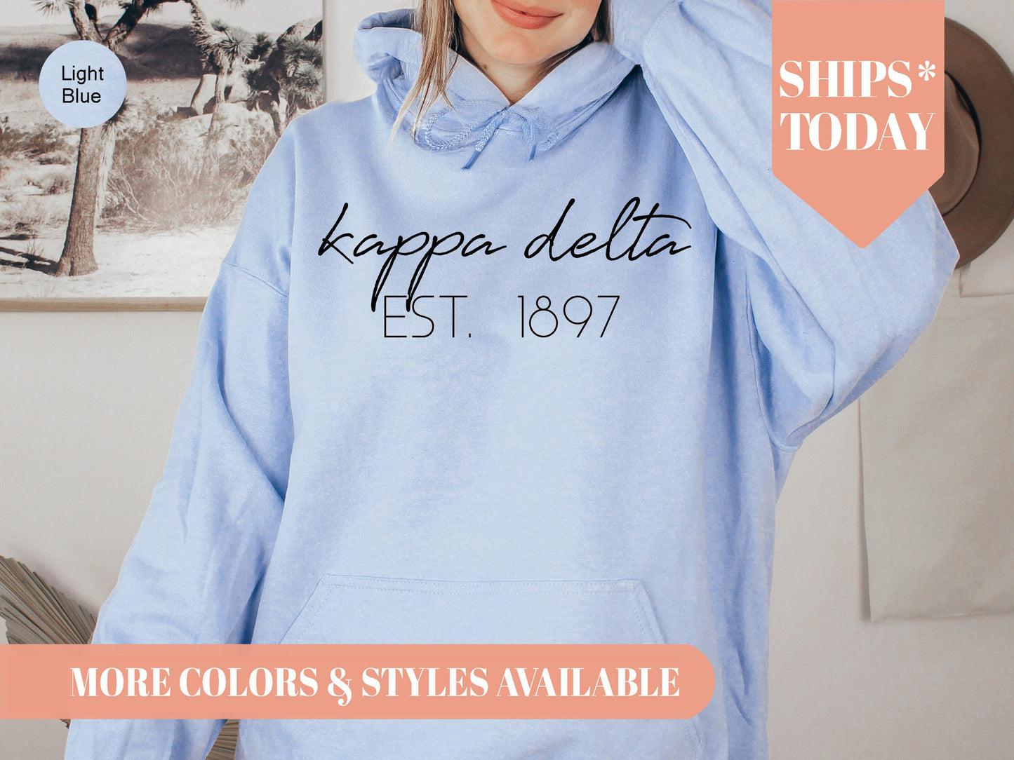Kappa Delta Black Calligraphy Sorority Hoodie _ 2333g