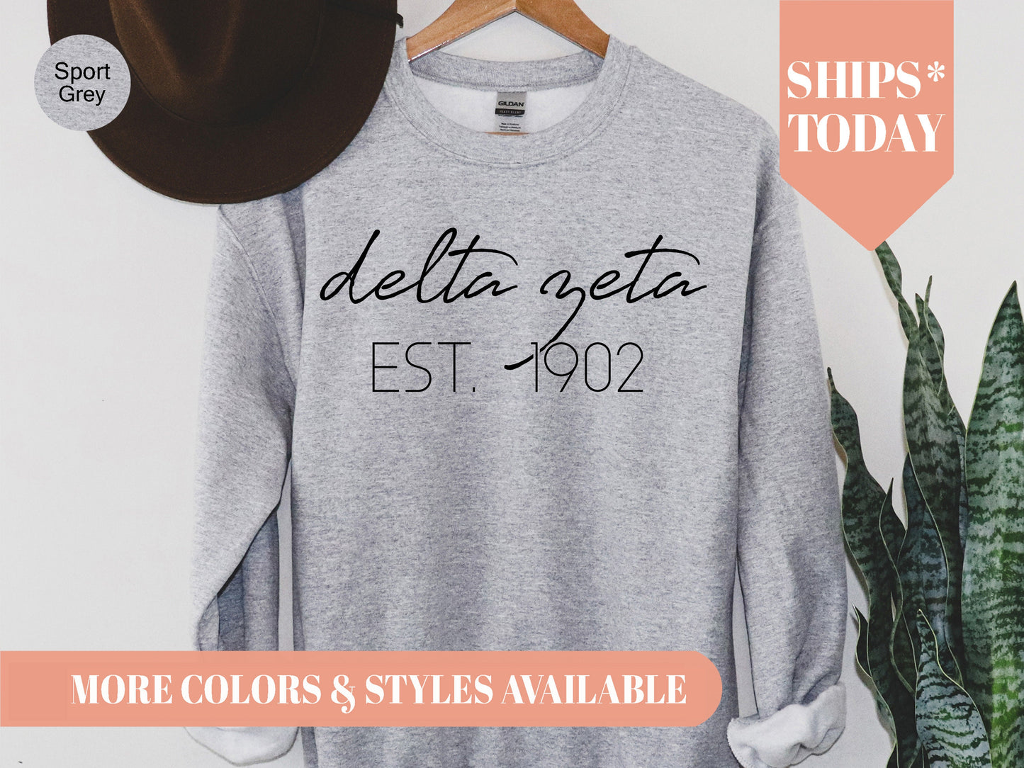 Delta Zeta Black Calligraphy Sorority Sweatshirt _ 2330g