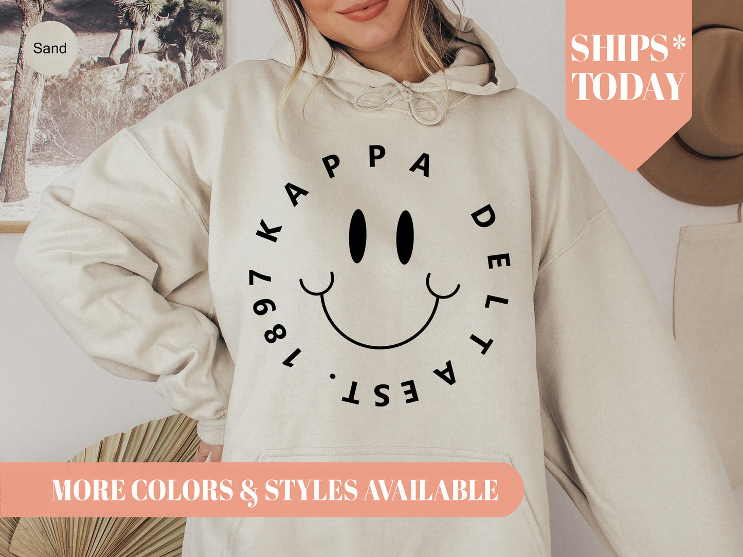 Kappa Delta Smiley Face Halo Sorority Hoodie _ 2515g
